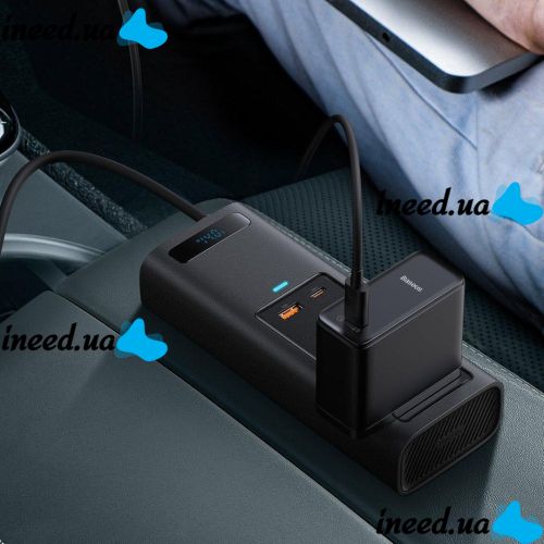 Автомобильный преобразователь напряжения с 12V на 220V Baseus RNBQ-A01 150W инвертор с быстрой зарядкой CN EU 2 розетки type-c USB от прикуривателя