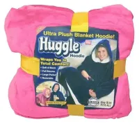 Толстовка-плед с капюшоном Huggle Hoodie Ultra Plush Blanket 2в1 унисекс оверсайз худи плюшевый плед с рукавами на флисе 74Х110 см Розовая