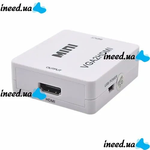 Конвертер переходник VGA на HDMI активный адаптер со звуком и внешним питанием VGA-HDMI Аудио вход 3.5 mm Converter Mini 1080P