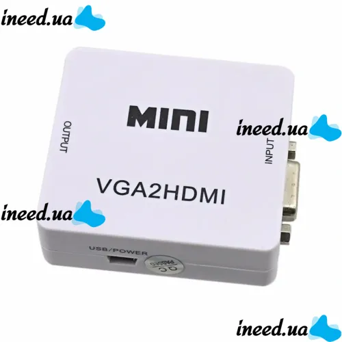 Конвертер переходник VGA на HDMI активный адаптер со звуком и внешним питанием VGA-HDMI Аудио вход 3.5 mm Converter Mini 1080P