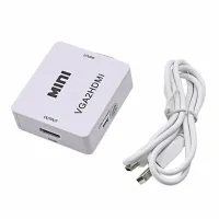 Конвертер переходник VGA на HDMI активный адаптер со звуком и внешним питанием VGA-HDMI Аудио вход 3.5 mm Converter Mini 1080P