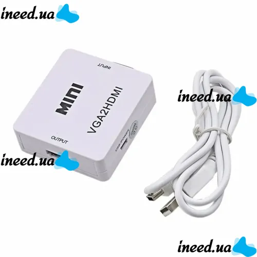 Конвертер переходник VGA на HDMI активный адаптер со звуком и внешним питанием VGA-HDMI Аудио вход 3.5 mm Converter Mini 1080P