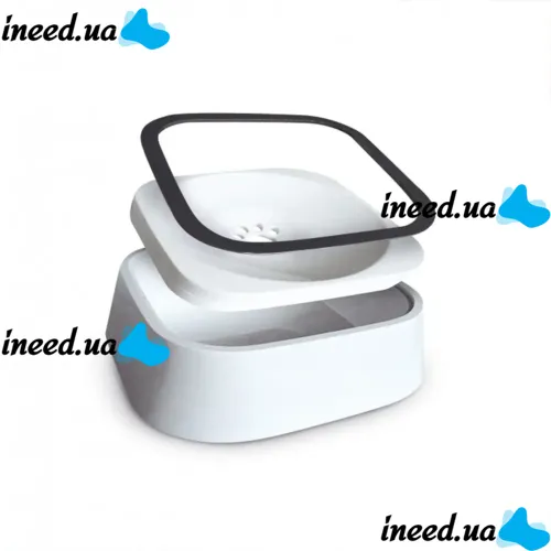 Поилка непроливайка с плавающим диском для воды Magic Bowl для собак и кошек, Миска антипроливайка​​​​​​​ для домашних животных Белая 1,5л