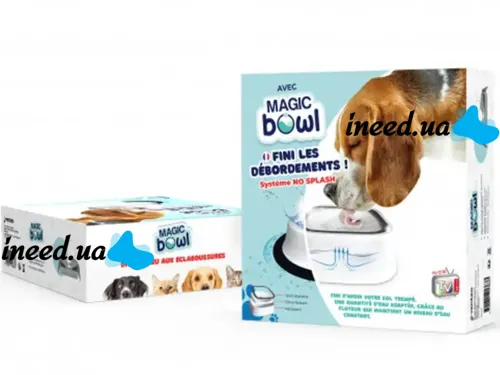 Поилка непроливайка с плавающим диском для воды Magic Bowl для собак и кошек, Миска антипроливайка​​​​​​​ для домашних животных Белая 1,5л