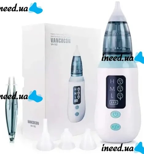 Children's rechargeable Nasal Aspirator Vancocon VA-162 USB with nozzles for a child, Electric nozzle for newborns and small children