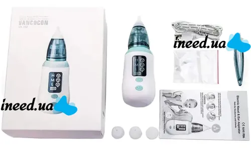 Children's rechargeable Nasal Aspirator Vancocon VA-162 USB with nozzles for a child, Electric nozzle for newborns and small children