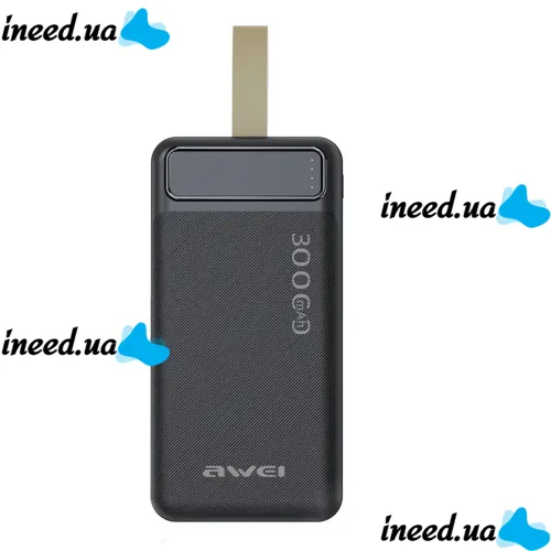 Portable Charger Power Bank Awei P7K 30000 mAh Power Bank, Portable External Battery Battery with Indicator and Cable for Phone