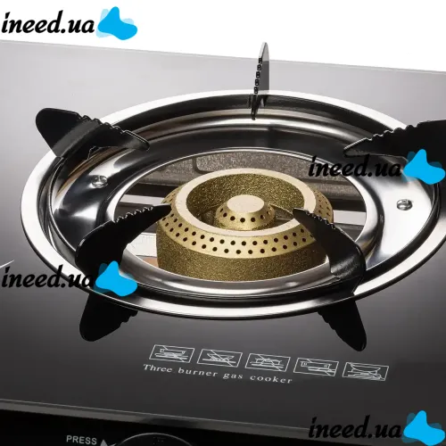 Table gas taganok Besse F-1 with 3 burners, Glass three-burner gas stove with piezo ignition, Gas Hob Black