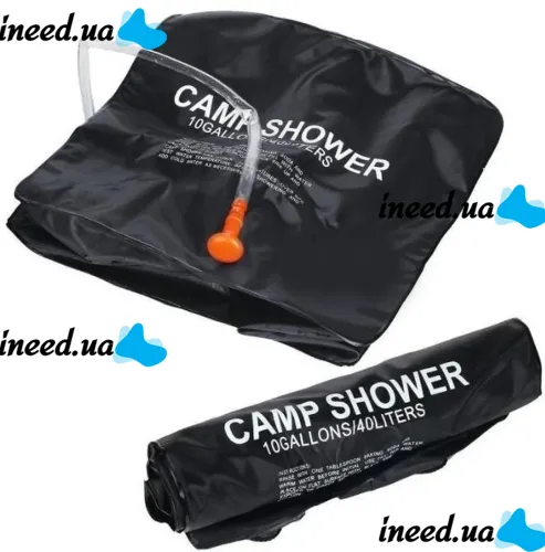 Туристический переносной душ Easy Camp Solar Shower Bag на 40 литров для походов и кемпинга, Летний резервуар для воды с солнечным подогревом Черный