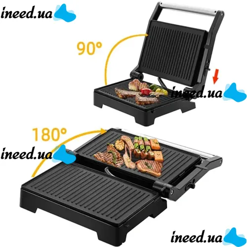 Electric grill Domotec MS-7708 1000W contact clamping electric grill for meat and vegetables, sandwich maker, sandwich maker with non-stick coating