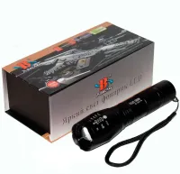 Bailong BL-1831-T6 Handheld Rechargeable Mini Flashlight up to 1000 meters, Battery Powered Pocket LED Tactical Flashlight with Zoom Function Black
