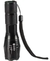 Bailong BL-1831-T6 Handheld Rechargeable Mini Flashlight up to 1000 meters, Battery Powered Pocket LED Tactical Flashlight with Zoom Function Black