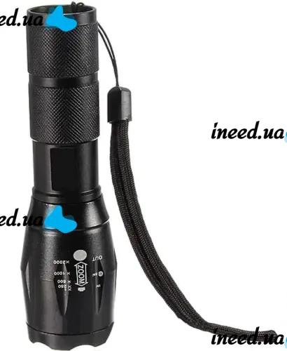 Bailong BL-1831-T6 Handheld Rechargeable Mini Flashlight up to 1000 meters, Battery Powered Pocket LED Tactical Flashlight with Zoom Function Black