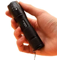 Bailong BL-1831-T6 Handheld Rechargeable Mini Flashlight up to 1000 meters, Battery Powered Pocket LED Tactical Flashlight with Zoom Function Black