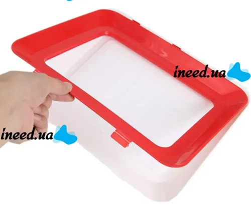Многоразовый вакуумный лоток поднос Vaccum Plates 500 мл для хранения пищевых продуктов, Герметичный судочек контейнер 31х24х4см для еды Красный