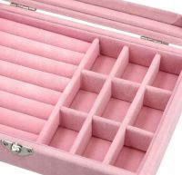 Компактная шкатулка органайзер Velvet Storage Box для хранения украшений, ювелирных изделий, Футляр Розовая Пастила для бижутерии с замочком Розовая