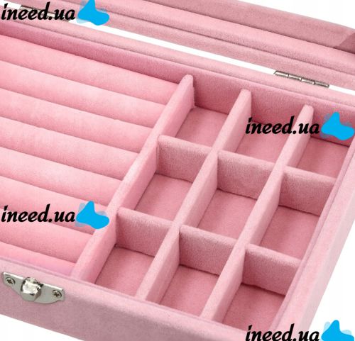 Компактная шкатулка органайзер Velvet Storage Box для хранения украшений, ювелирных изделий, Футляр Розовая Пастила для бижутерии с замочком Розовая