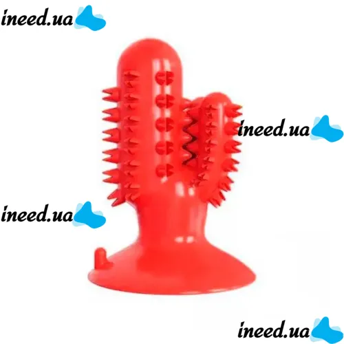 Жевательная игрушка для собак Bronzedog PetFun Dental кактус для чистки зубов на присоске с отверстием для еды, Чистящая зубная щетка Бронзедог