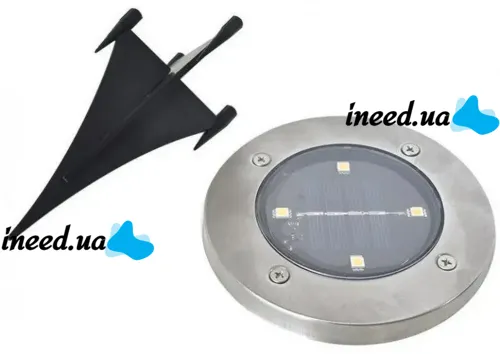 Уличный садовый LED светильник на солнечной батарее Solar Disk Lights, Универсальная подсветка в сад IP65, Грунтовой светодиодный фонарь со штыком