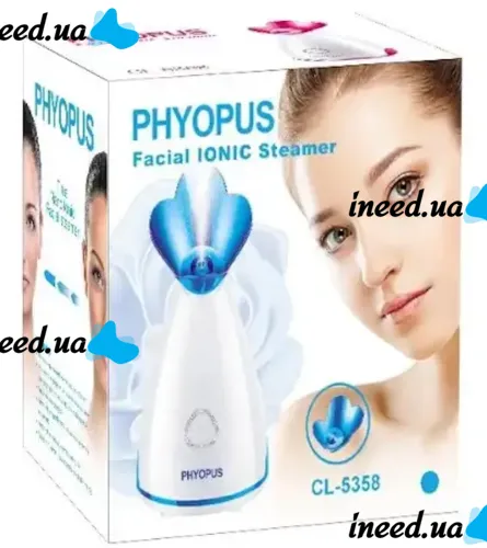 Паровая сауна для омоложения и увлажнения лица с ингалятором Phyopus Facial Ionic Steamer CL-5358, Распариватель 2в1 с ионизатором для чистки кожи