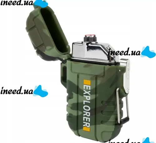 Электроимпульсная дуговая выдвижная зажигалка Explorer F13 две дуги от USB, Аккумуляторная электрозажигалка с защитой от ветра и пламенной дугой