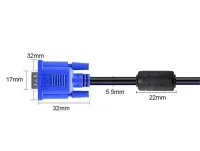 Кабель переходник GBX с VGA на VGA папа-папа длинной 1.5м с двумя фильтрами, Шнур интерфейсный 1.5 метра для монитора, телевизора и проектора