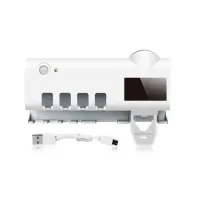 Держатель зубных щеток Brush Sterilizer 3 в 1 JX-5588, Диспенсер дозатор для зубной пасты, Уф стерилизатор, Контейнер с дезинфекцией Белый
