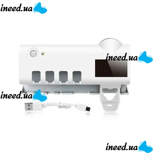 Держатель зубных щеток Brush Sterilizer 3 в 1 JX-5588, Диспенсер дозатор для зубной пасты, Уф стерилизатор, Контейнер с дезинфекцией Белый