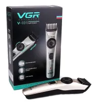 Беспроводная аккумуляторная машинка VGR V-031 для стрижки волос и бороды со сменными насадками 5W, Портативный триммер бритва для бритья, Серебристый