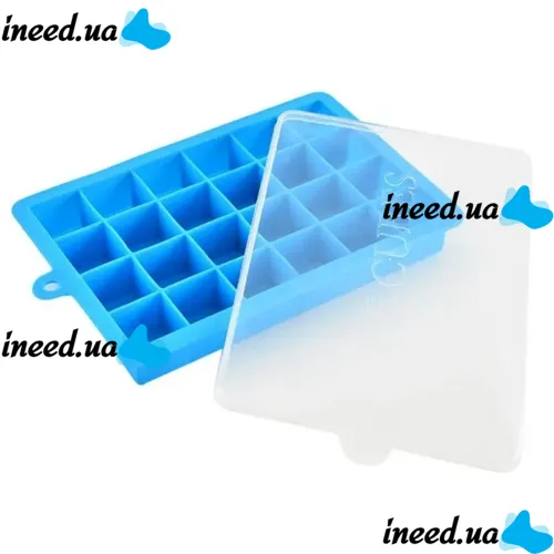 Силиконовая многоразовая форма Silicone Ice Cubes Make для заморозки льда и шоколада с крышкой на 24 ячейки, Лоток поднос для хранения льда 24 кубика