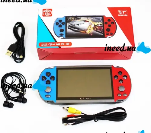 Карманная игровая 16-bit приставка PSP X7 Plus 5.1" дюймов 8GB MP5, Портативная беспроводная приставка с 200 встроенными ретро играми и ТВ выход