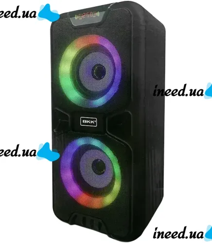 Аккумуляторная колонка динамик Bluetooth BKK B86 с LED подсветкой 20W, Беспроводная акустическая система караоке USB SD FM AUX от аккумулятора Черная