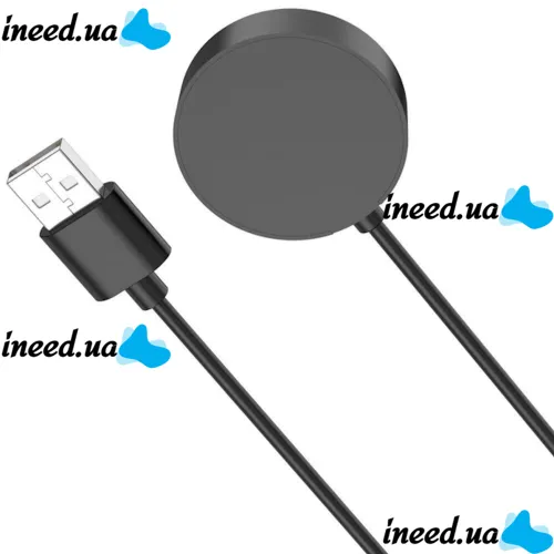 Магнитное зарядное устройство IS7 Charging Line для Smart Watch T500, Магнитная USB зарядка 37мм 2-коннектора для зарядки смарт часов Черная