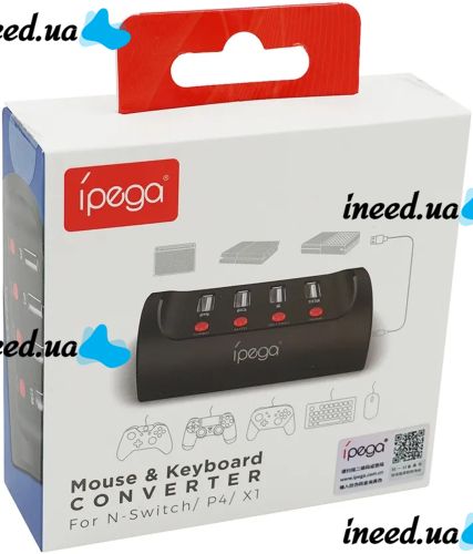 Переходник для клавиатуры и мышки к PS4 XBox Switch IPega 9133 конвертер управления, адаптер для подключения джойстиков на игровой консоли USB