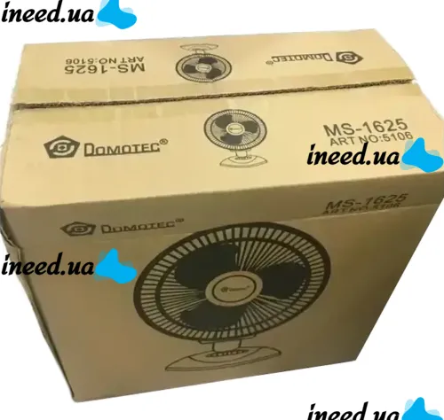 Настольный вентилятор Domotec MS-1625 White Fan 3 режима диаметр 30 см, Комнатный компактный электровентилятор Домотек MS1625 30 Вт от сети Белый