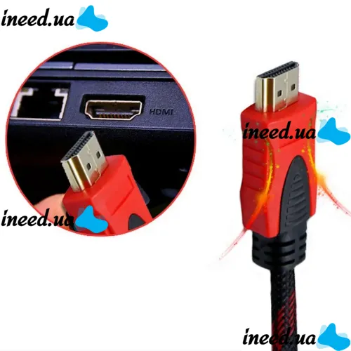 Усиленный кабель Hdmi to Hdmi 5м 1080p в обмотке Кабель-удлинитель HDMI-HDMI 5m 5 m, 5 м для монитора и телевизора в оплетке Черно Красный