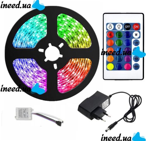 Set of 3528 RGB LED strip All colors 12V color 5m remote control unit, multicolored silicone SMD2835 multicolor LED strip