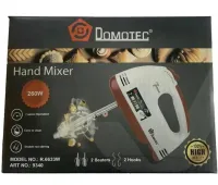 Ручной кухонный миксер Domotec R-6633W 260W для замешивания и взбивания теста с 2 видами насадок, Тестомес Домотек R.6633W 7 скоростей от сети