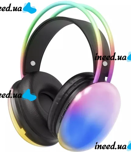 Накладные беспроводные наушники Bluetooth Welike WK-30 с RGB подсветкой Полноразмерные блютуз стереонаушники с портом AUX для компьютера и ноутбука