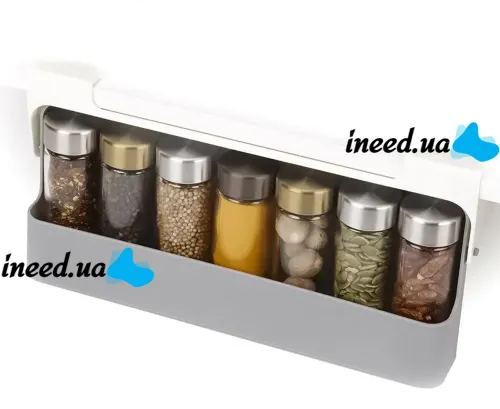 Подвесной органайзер для специй Joseph Joseph Spice Rack 85147 7 банок, Навесная полка для приправ, Набор баночек для сыпучих продуктов в холодильник