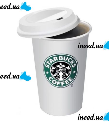 Керамический стакан чашка StarBucks Ceramic Cup HY-101, Многоразовая термочашка Старбакс 300 мл с силиконовой крышкой с поилкой Белая