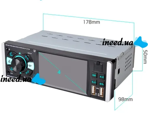 Автомагнитола 1DIN Pioneer 4051AI с дисплеем 4,1" дюймов и пультом ду, Автомобильный плеер Пионер с держателем телефона MP3 USB SD Bluetooth Черная