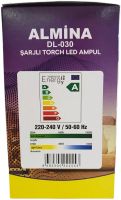 Almina DL-030 Emergency Rechargeable Light Bulb with E27 Base 30W 6500K Energy-saving Rechargeable LED Lamp 14.5 X 8 cm DL030