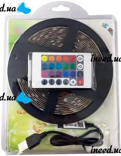 Светодиодная USB лента 5 м с пультом Rope-Lights SMD5050 IP65 разноцветная неоновая гибкая c RGB контролером в силиконе Черная SMD-5050 5м