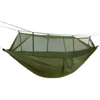 Подвесной туристический нейлоновый гамак Hammock With Net Army до 200 кг с москитной сеткой для кемпинга походный гамак 263х135 Хаки Олива, Оливковый