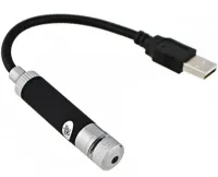 Мощная лазерная указка Red Laser Pointer SN-R12 от USB красный лазер, Светодиодный проектор диодный от юсб 3 насадки эффектов для машины и дома