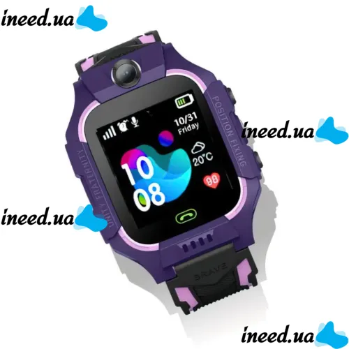 Наручные умные детские смарт часы Smart Watch X17 400 мА/ч с сим-картой, GPS, видеозвонком и фонариком водонепроницаемые для детей Фиолетовые