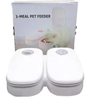 Автоматическая двойная кормушка дозатор 2-Meal Pet Feeder MA-6 для собак и кошек 659-3 с таймером, Комплект кормушек 2шт по 600 мл для животных