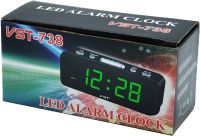 Электронные настольные часы VST-738 Зеленые со светодиодной LED подсветкой сетевой циферблат, будильник с отсрочкой от сети и батареек