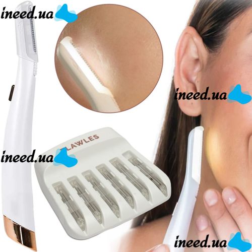 Женский триммер для лица Flawless Dermaplane Glo светодиодная женская бритва с LED подсветкой для удаления волос с бровей 6 лезвий на батарейках